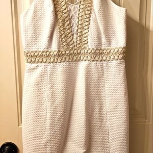 White Lilly Pulitzer dress with gold detail